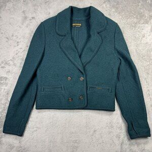 Vintage GEIGER Austria Womens Wool Double Breasted Blazer Jacket Green Size 38